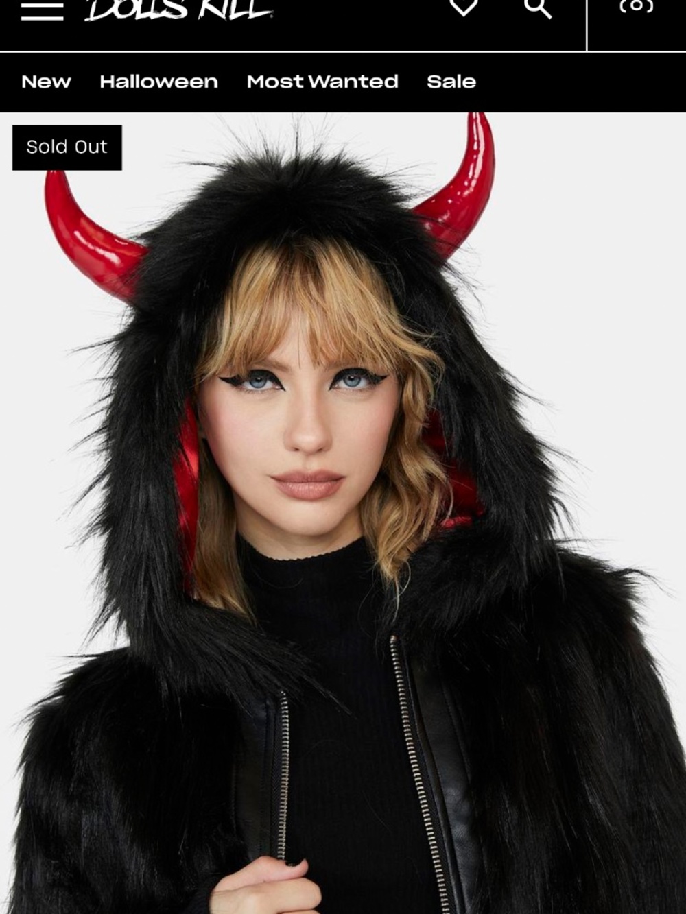 Dolls Kill Faux Fur Fear the Reaper Coat XL Current Mood